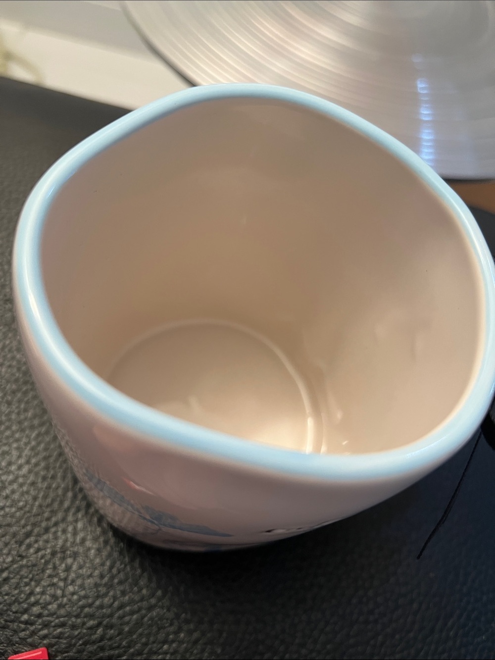 Rae Dunn Cream Ceramic Mug with Blue Floral and 'calm' Script - Picture 3 of 5